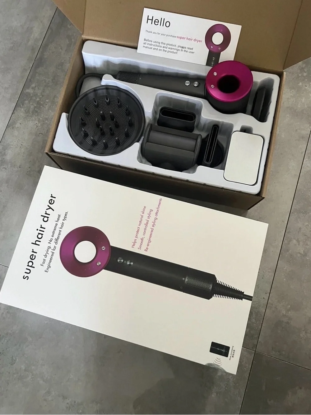 Dyson Hair Dryer Attachments Set in Black and Pink
